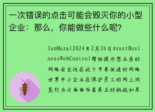 一次错误的点击可能会毁灭你的小型企业：那么，你能做些什么呢？